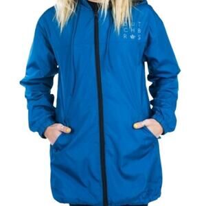 Dutch Bros Reversible Hooded Zip Front Jacket Blue Size Small